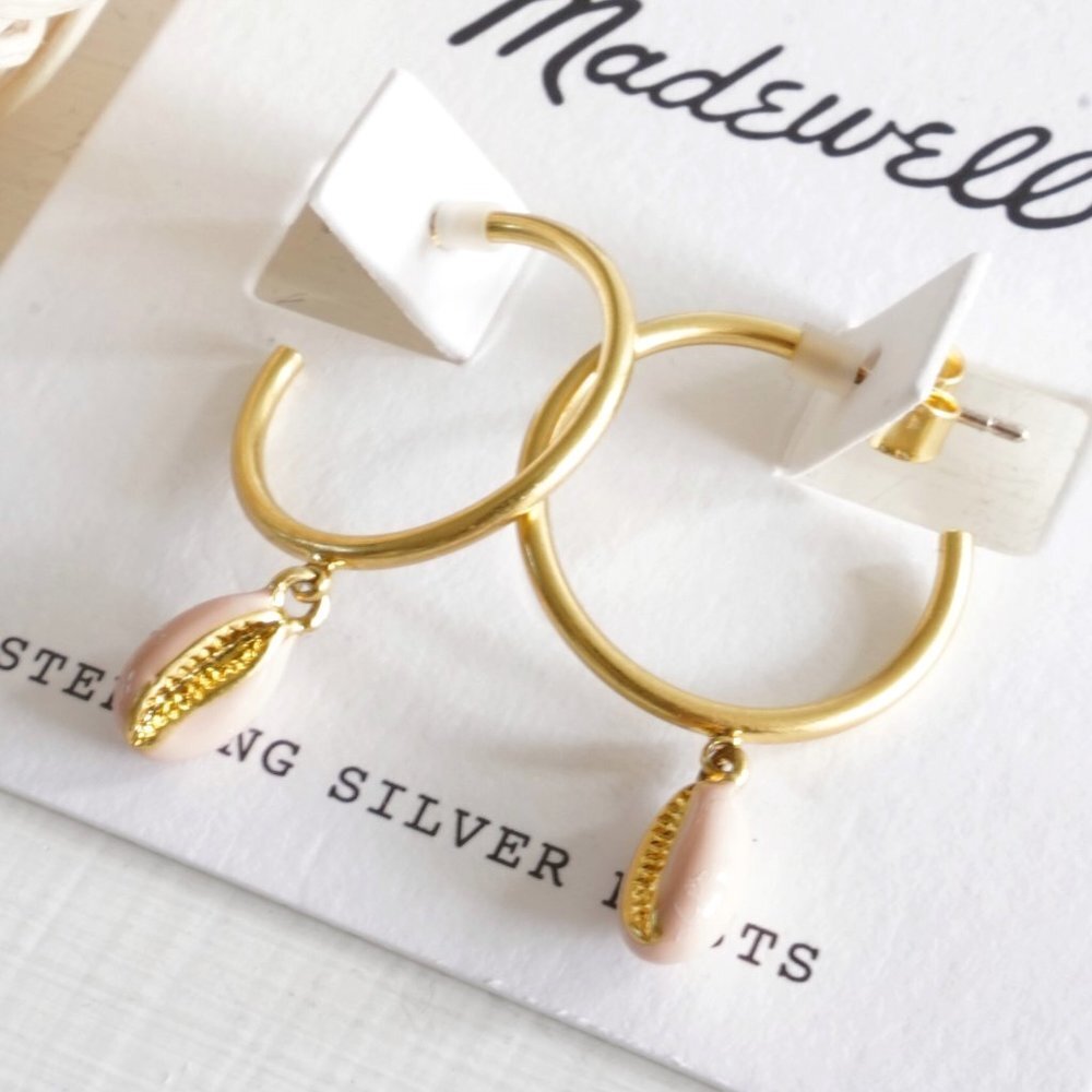 Madewell Enamel Cowrie Shell Hoop Earrings